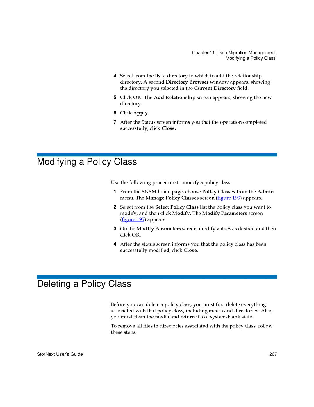 Quantum 3.5.2 manual Modifying a Policy Class, Deleting a Policy Class 