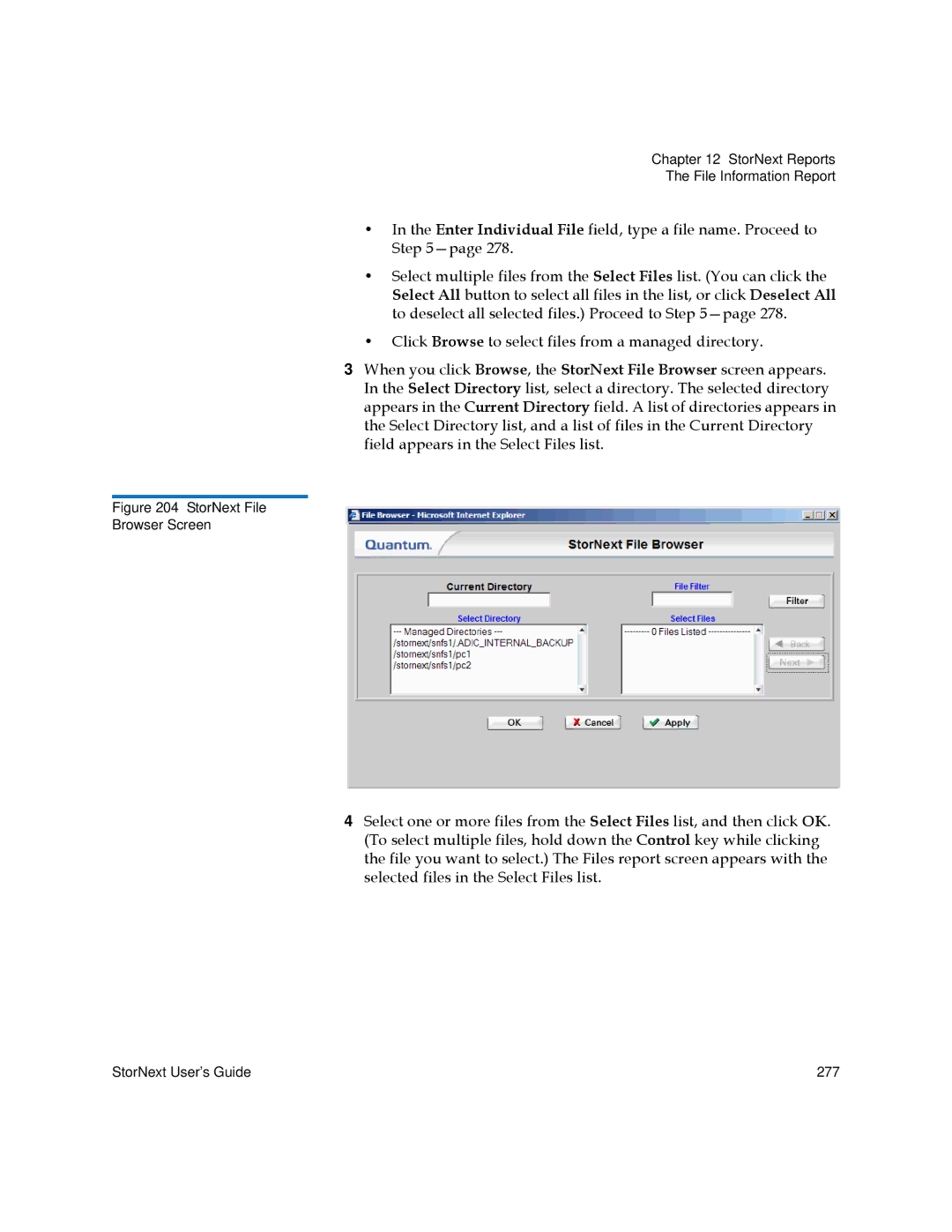 Quantum 3.5.2 manual StorNext File Browser Screen 