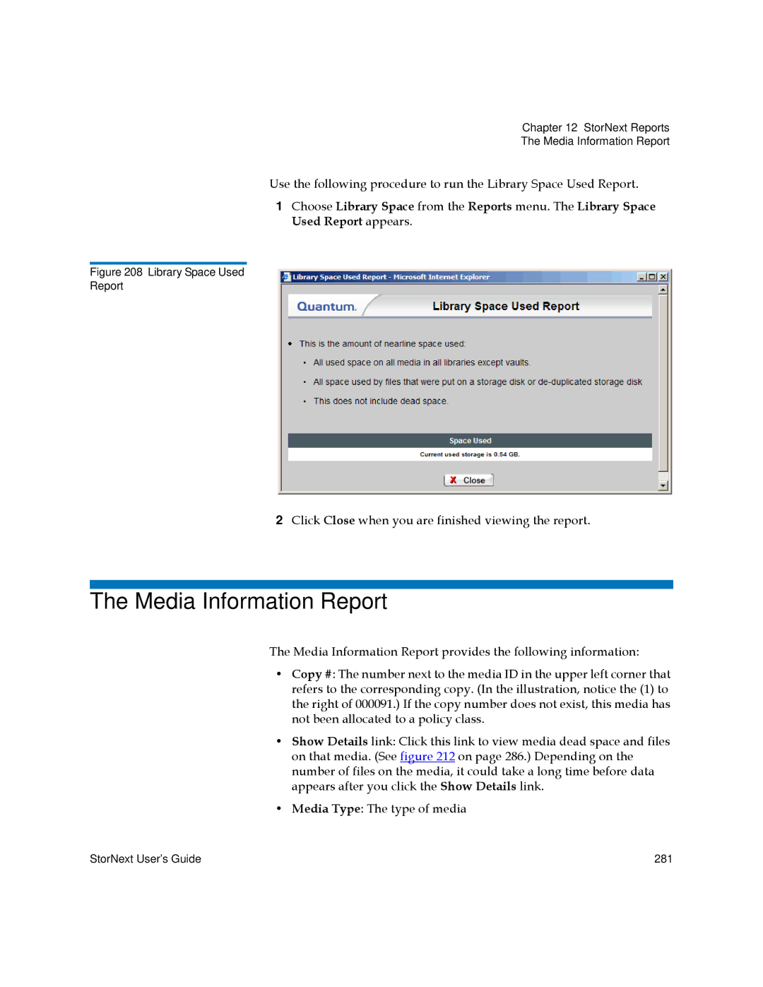 Quantum 3.5.2 manual Media Information Report 