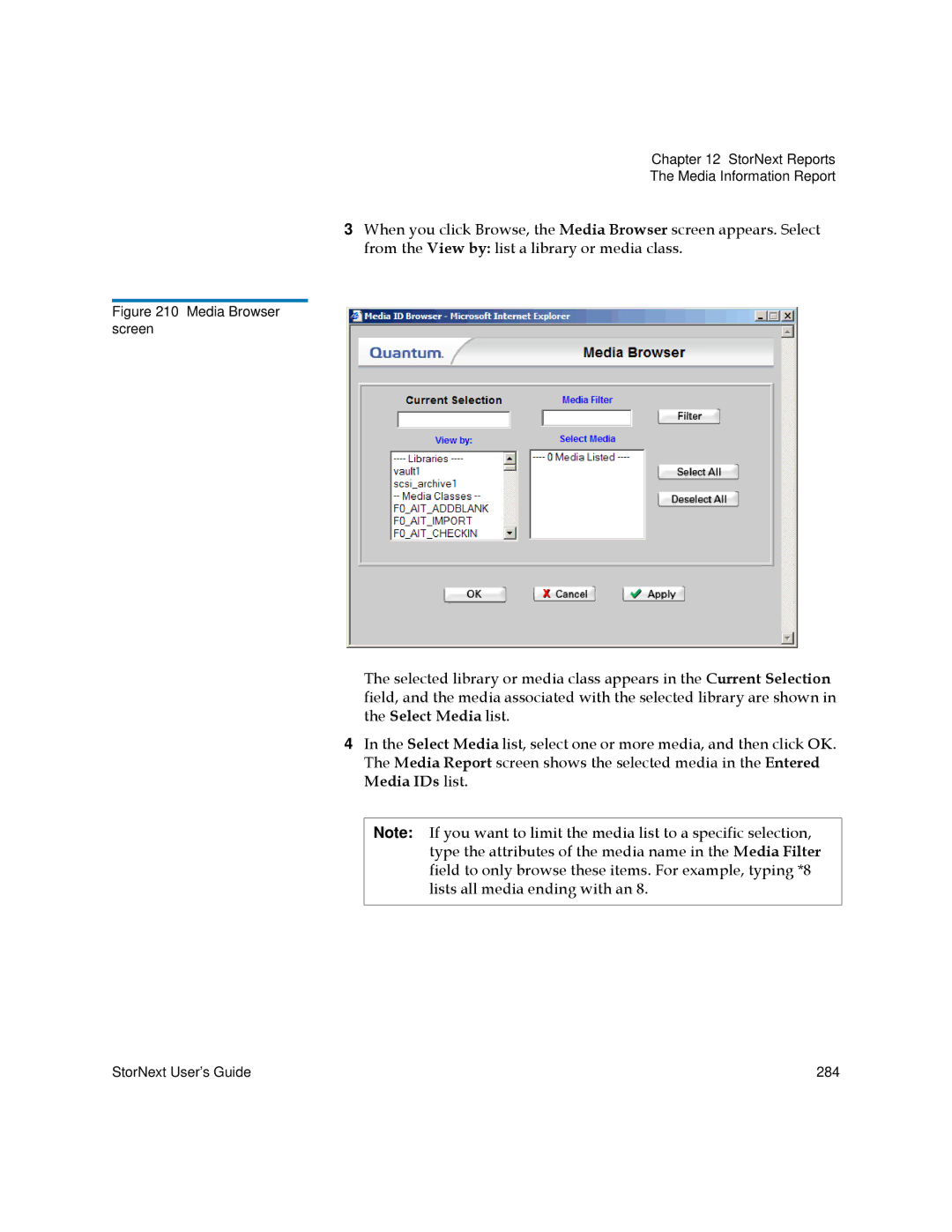 Quantum 3.5.2 manual Media Browser screen 