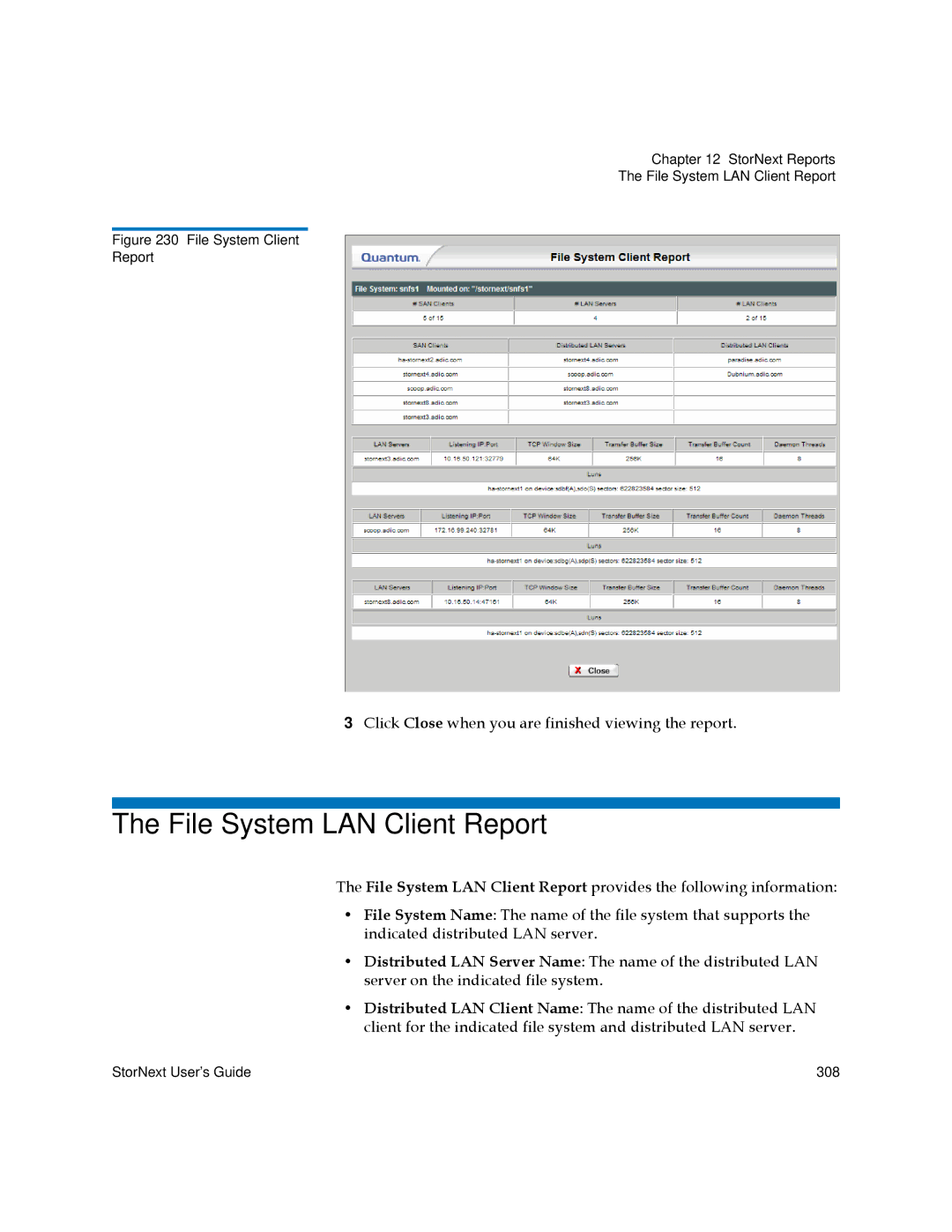 Quantum 3.5.2 manual File System LAN Client Report 