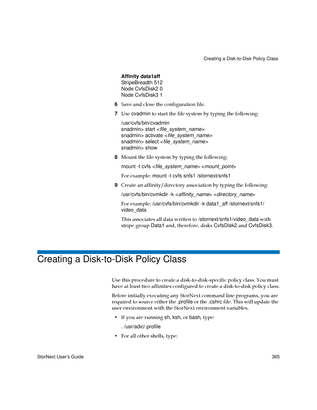 Quantum 3.5.2 manual Creating a Disk-to-Disk Policy Class, Affinity data1aff 