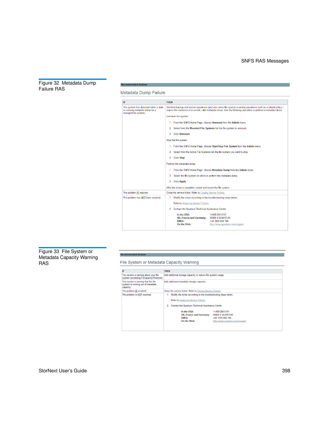 Quantum 3.5.2 manual Metadata Dump Failure RAS 