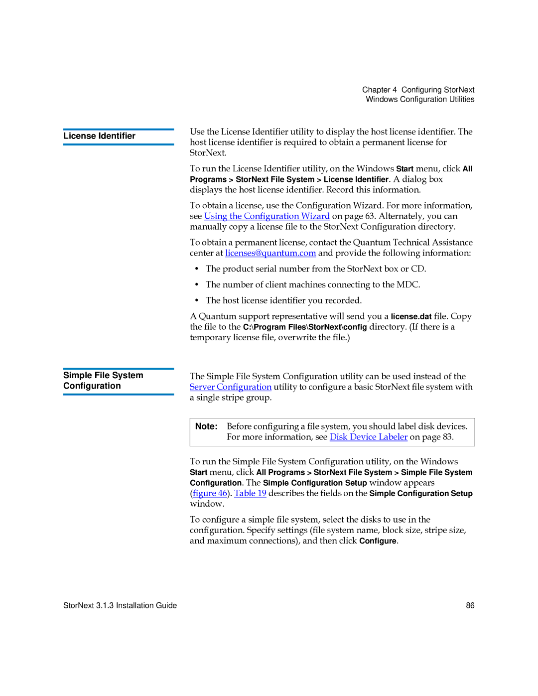 Quantum 6-00360-15 manual License Identifier Simple File System Configuration 