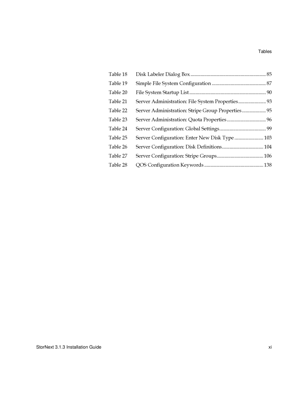 Quantum 6-00360-15 manual Tables 