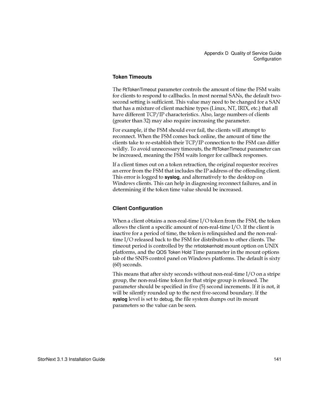 Quantum 6-00360-15 manual Token Timeouts, Client Configuration 