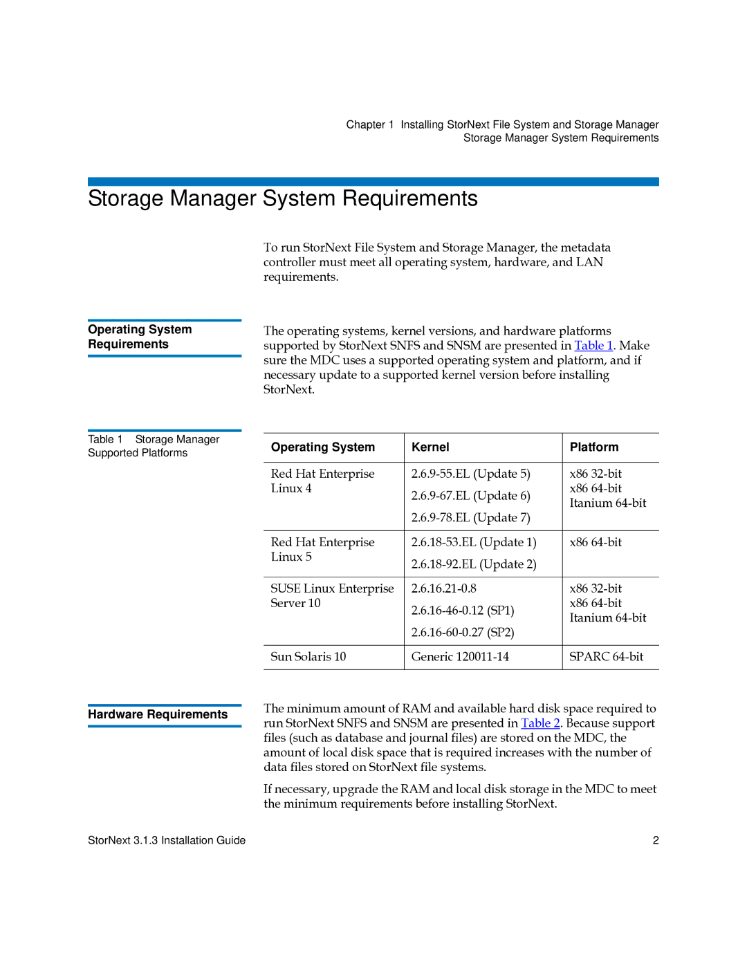 Quantum 6-00360-15 manual Storage Manager System Requirements, Operating System Requirements 