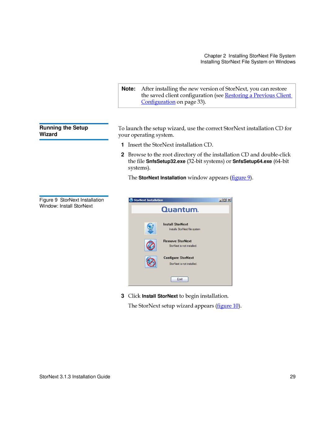 Quantum 6-00360-15 manual Running the Setup Wizard 