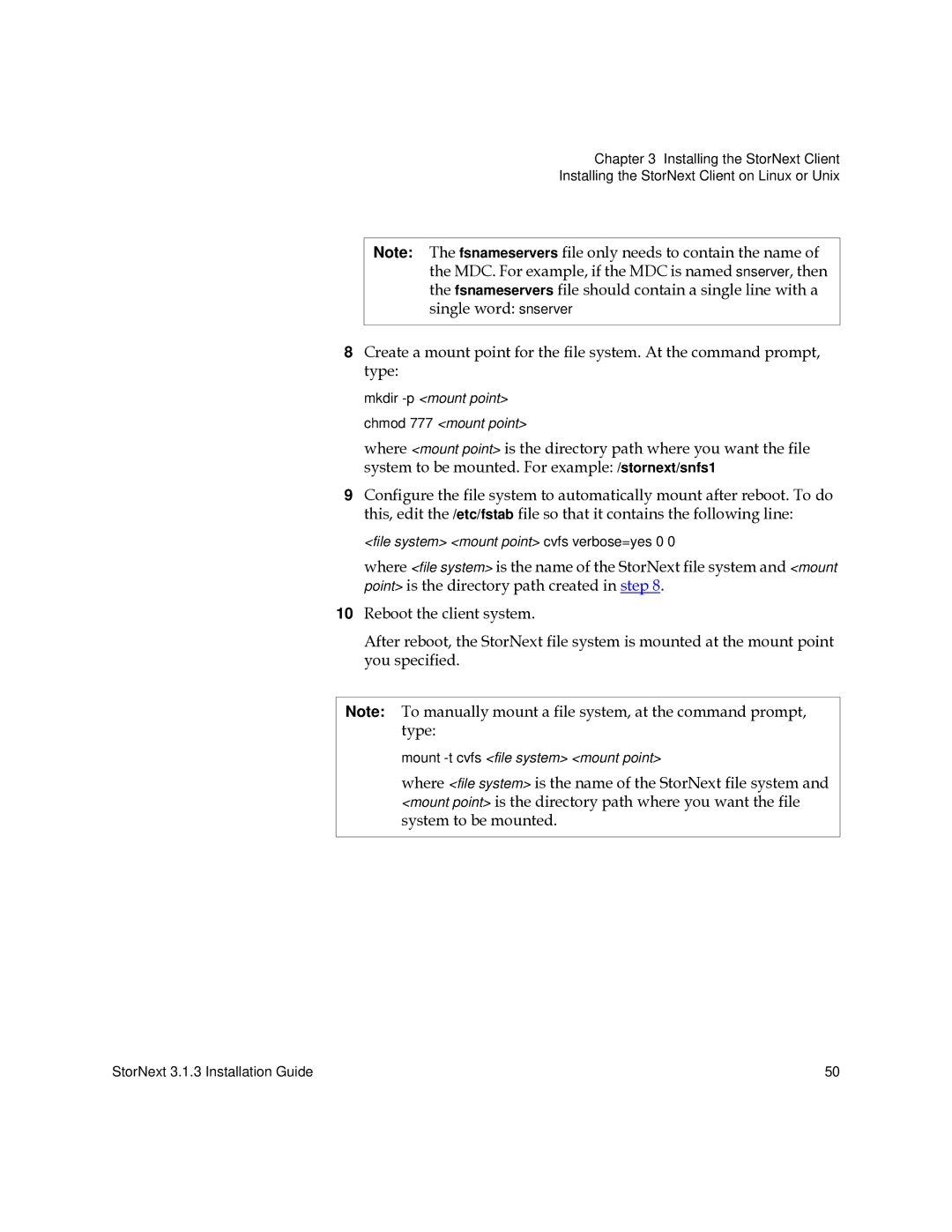 Quantum 6-00360-15 manual File system mount point cvfs verbose=yes 0 