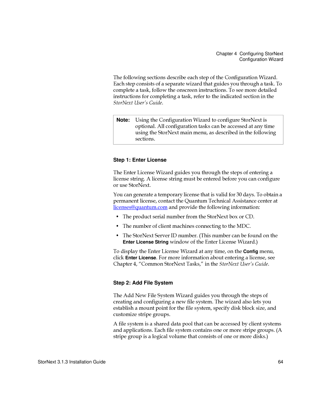 Quantum 6-00360-15 manual Enter License, Add File System 