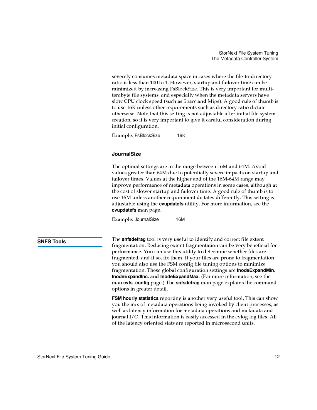 Quantum 6-01376-05 manual JournalSize, Snfs Tools 