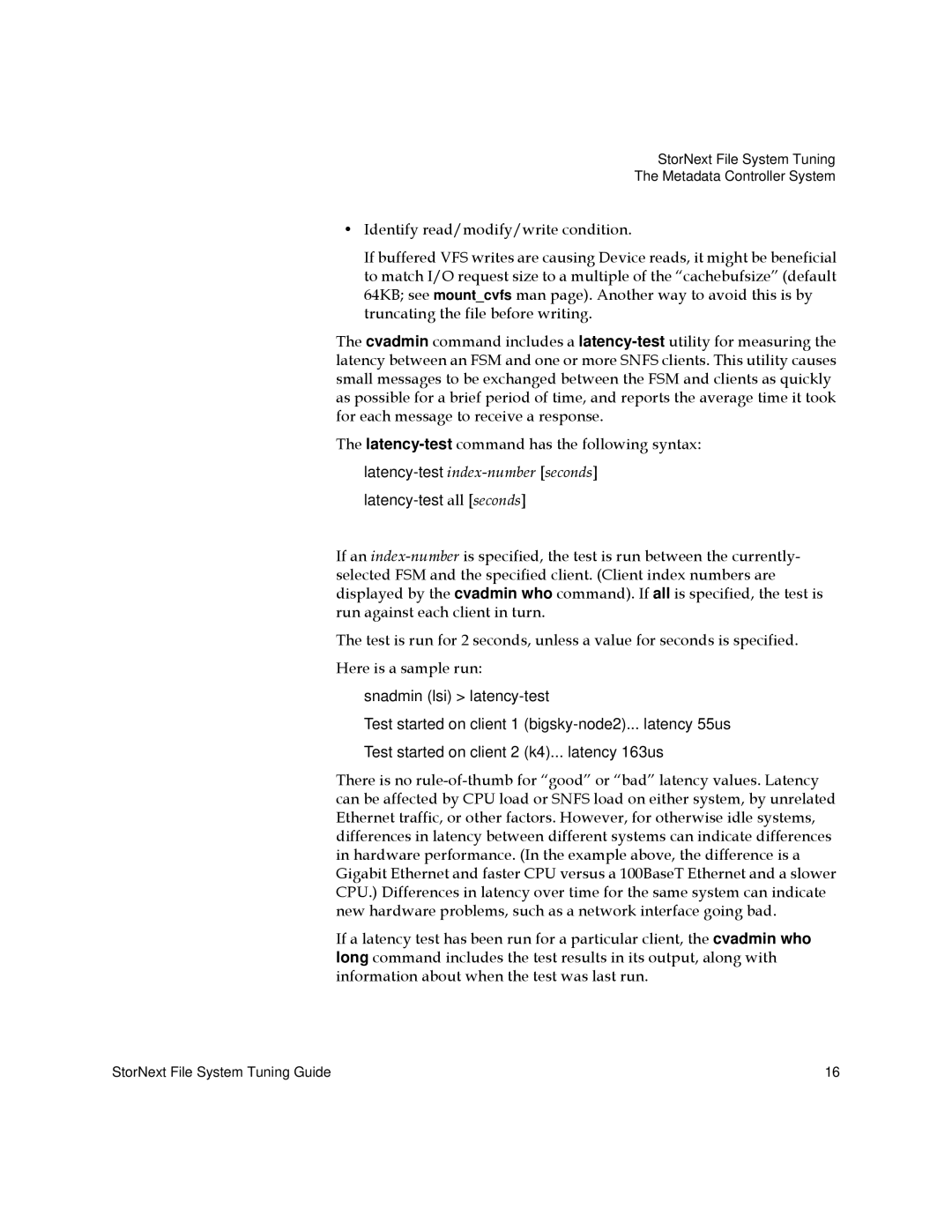 Quantum 6-01376-07 manual Latency-testindex-number seconds 