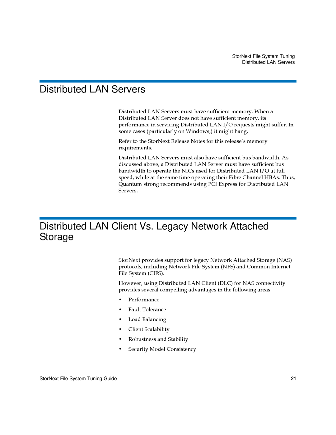 Quantum 6-01376-07 manual Distributed LAN Servers, Distributed LAN Client Vs. Legacy Network Attached Storage 