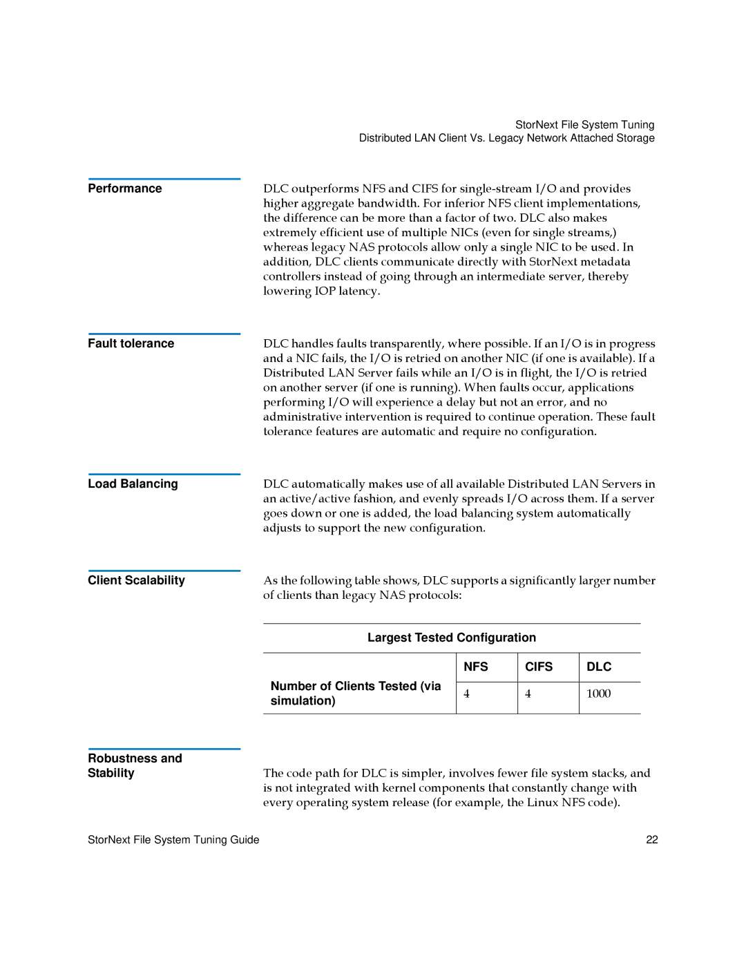 Quantum 6-01376-07 manual Largest Tested Configuration, Number of Clients Tested via, Simulation 