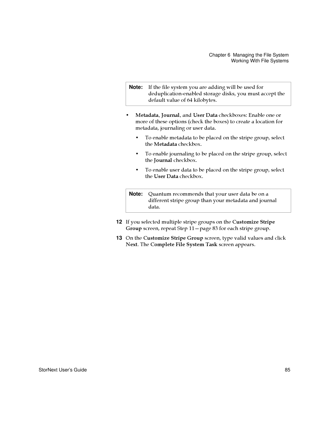 Quantum 6-01658-01 manual Managing the File System Working With File Systems 