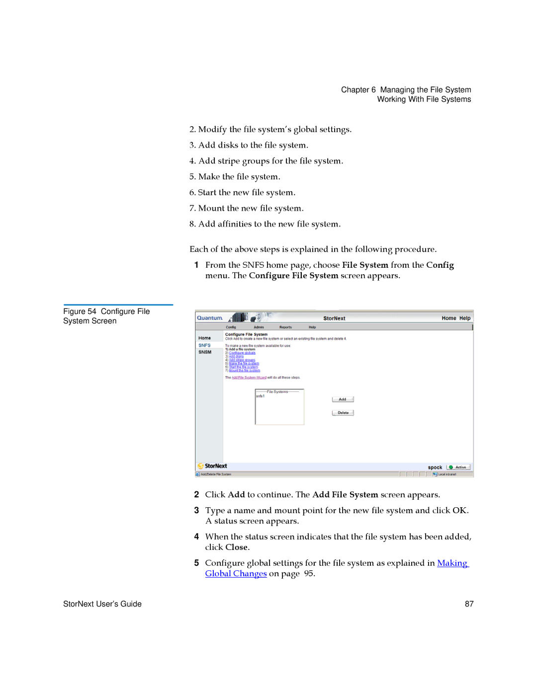 Quantum 6-01658-01 manual Configure File System Screen 