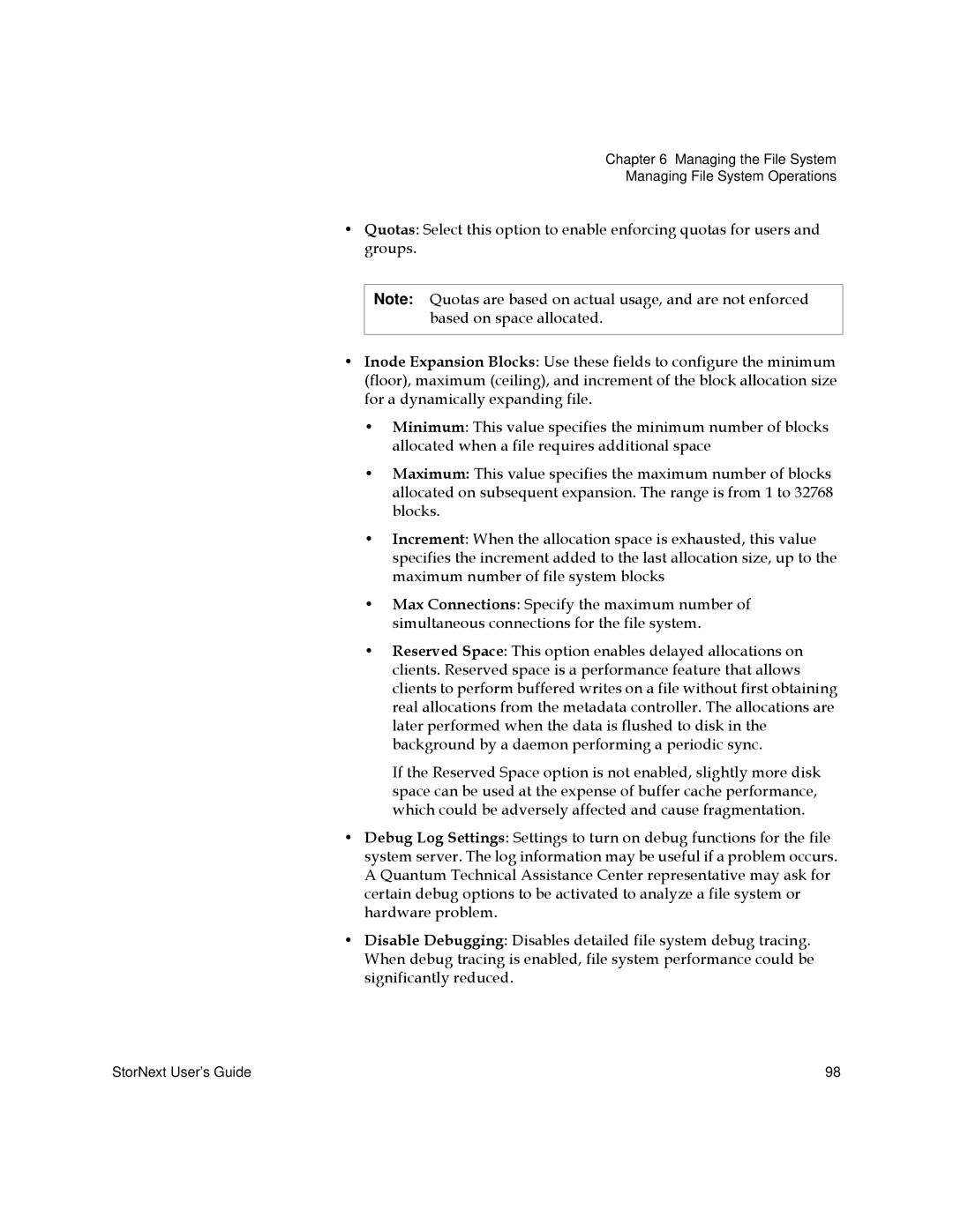 Quantum 6-01658-01 manual Managing the File System Managing File System Operations 