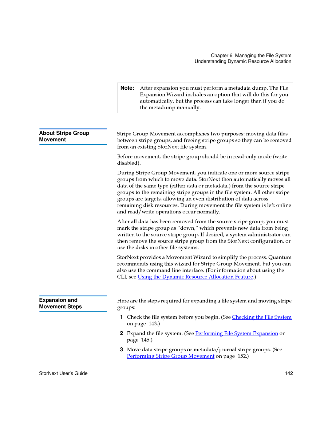 Quantum 6-01658-01 manual About Stripe Group Movement Expansion and Movement Steps 