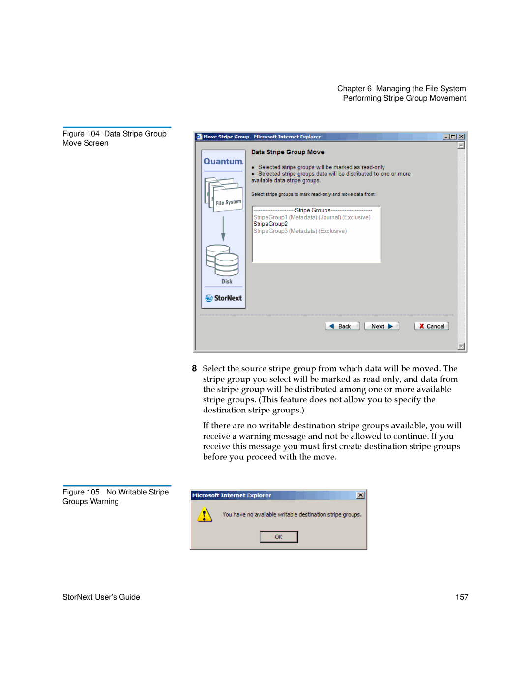 Quantum 6-01658-01 manual Data Stripe Group Move Screen 