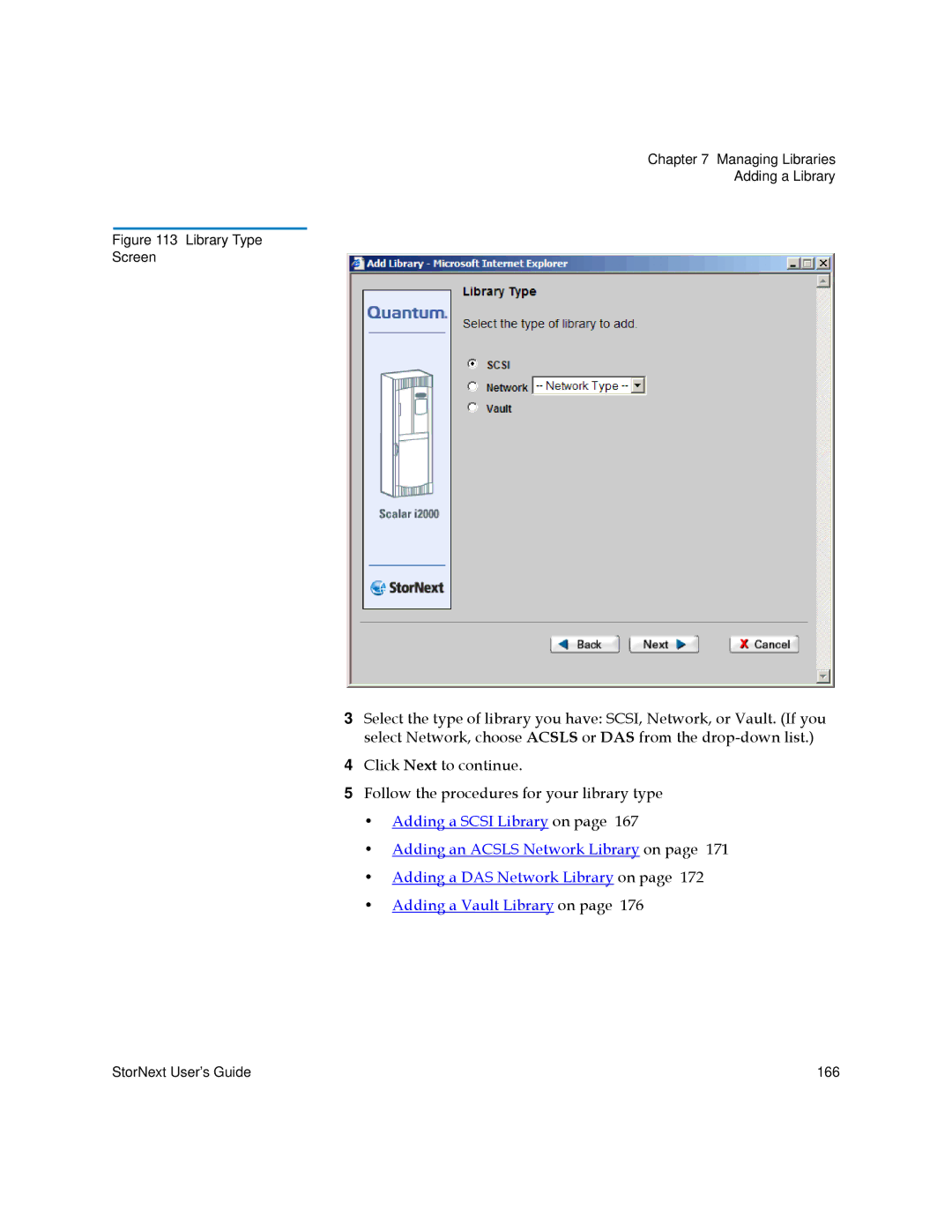 Quantum 6-01658-01 manual Library Type Screen 