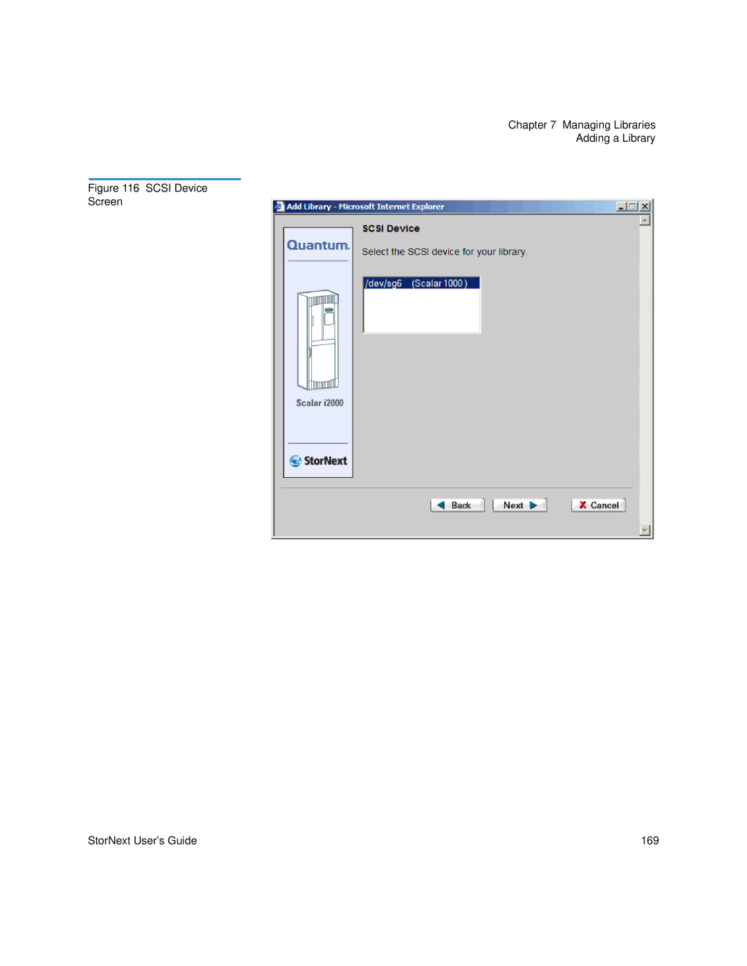 Quantum 6-01658-01 manual Scsi Device Screen StorNext User’s Guide 169 