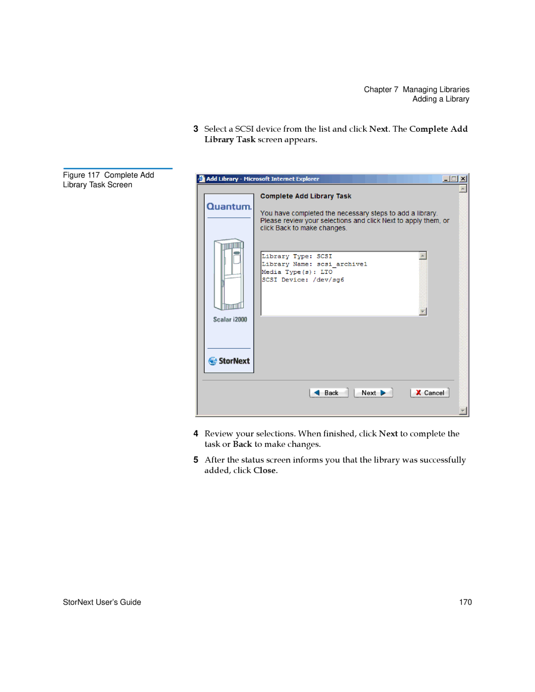 Quantum 6-01658-01 manual Complete Add Library Task Screen 