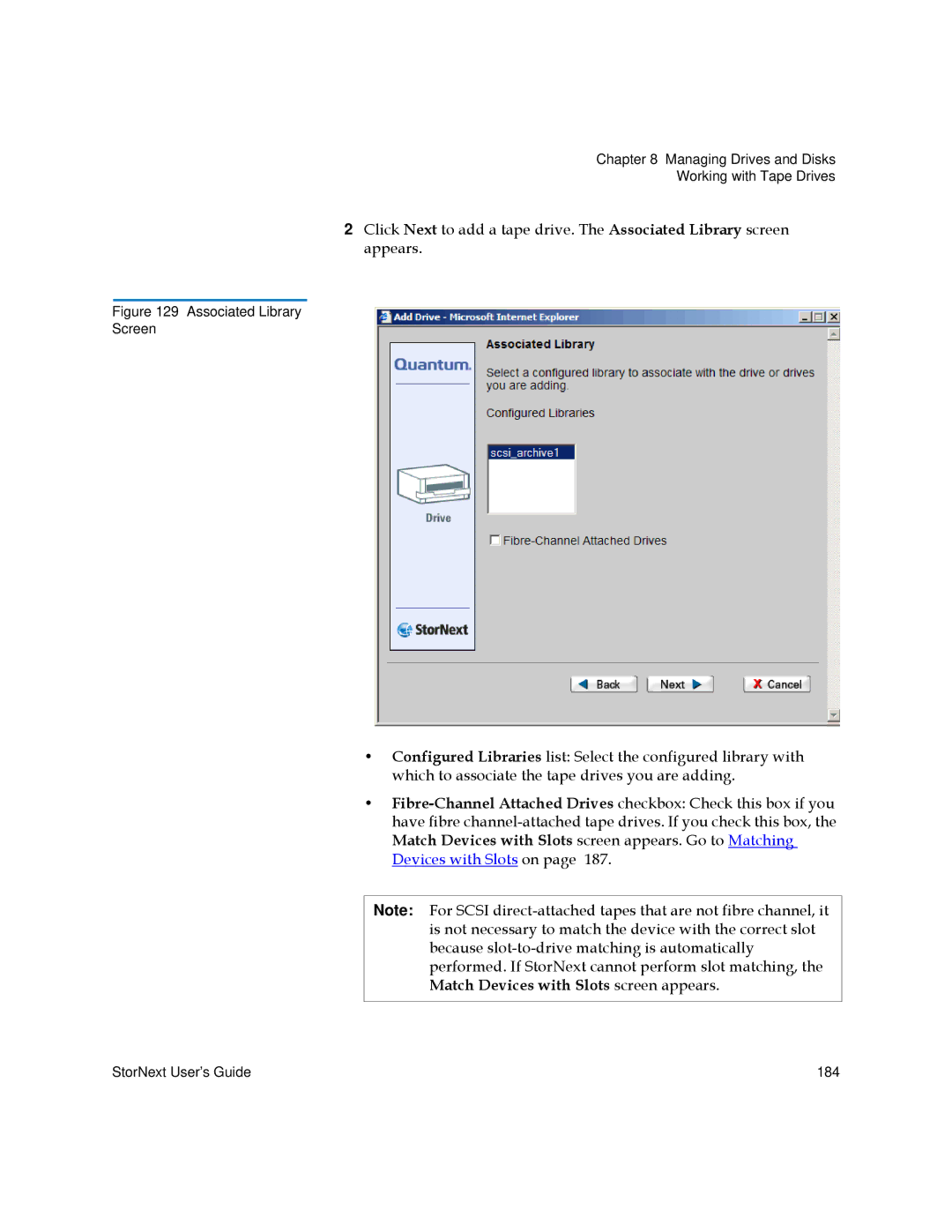 Quantum 6-01658-01 manual Associated Library Screen 