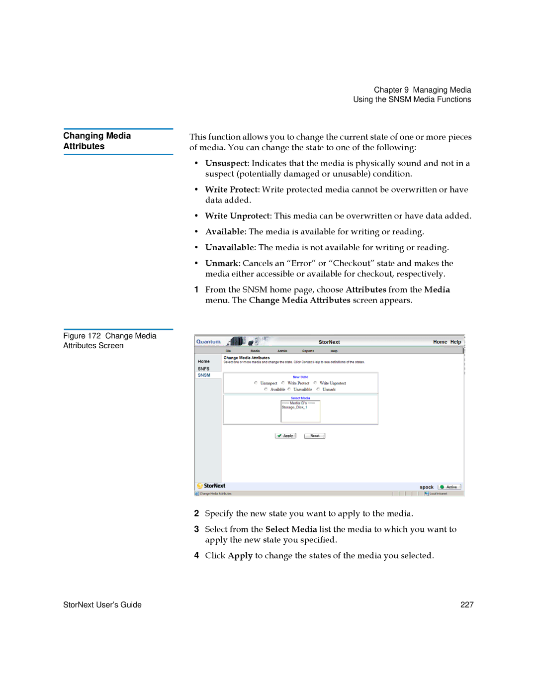 Quantum 6-01658-01 manual Changing Media Attributes 