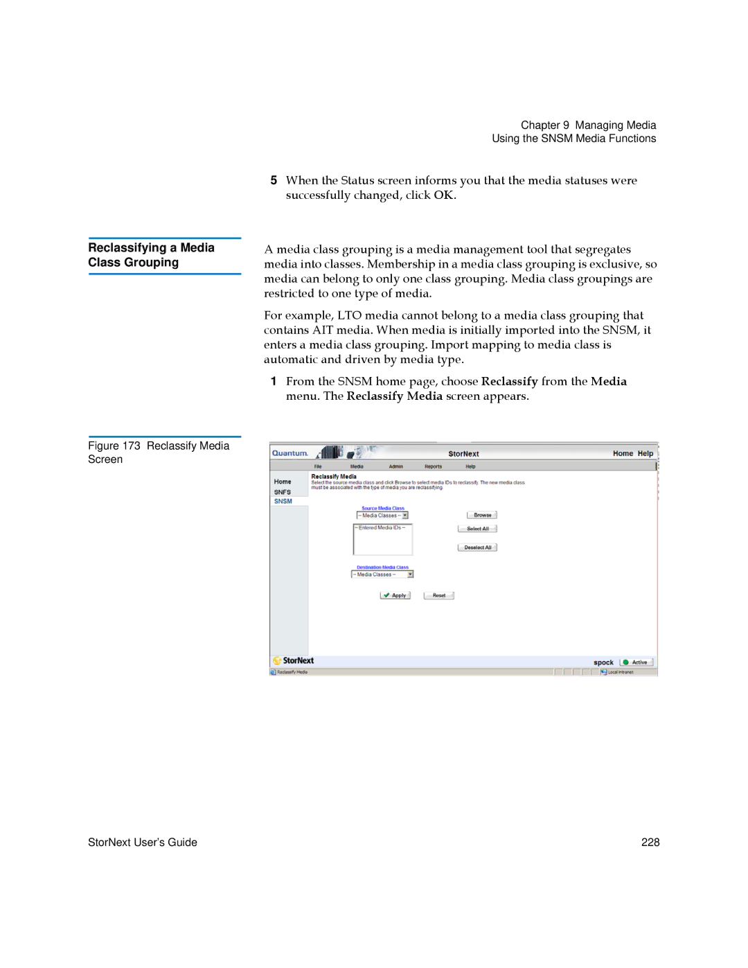 Quantum 6-01658-01 manual Reclassifying a Media Class Grouping 