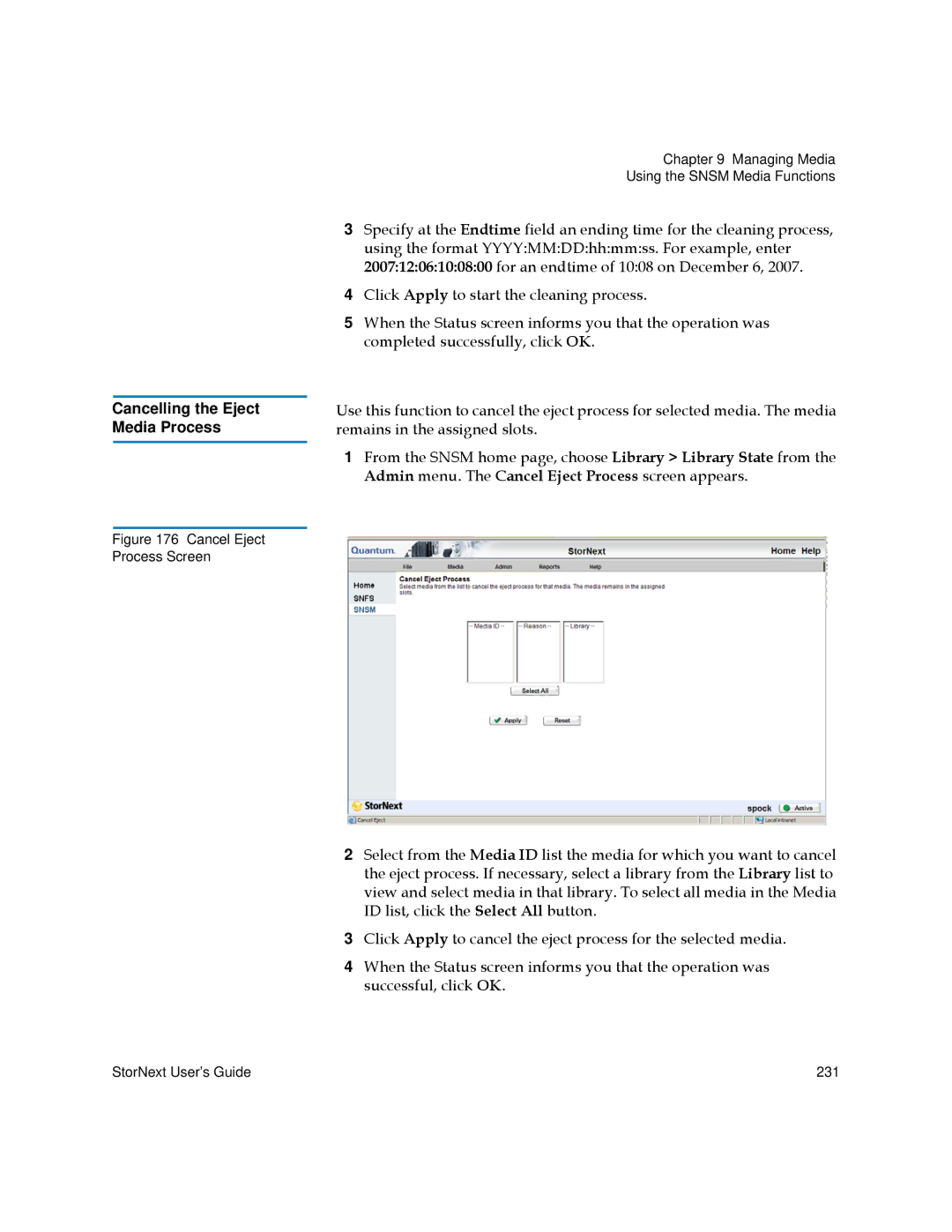 Quantum 6-01658-01 manual Cancelling the Eject Media Process 