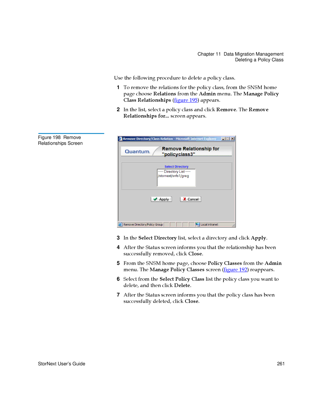 Quantum 6-01658-01 manual Remove Relationships Screen 