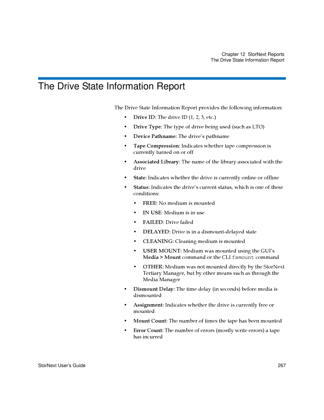 Quantum 6-01658-01 manual Drive State Information Report 