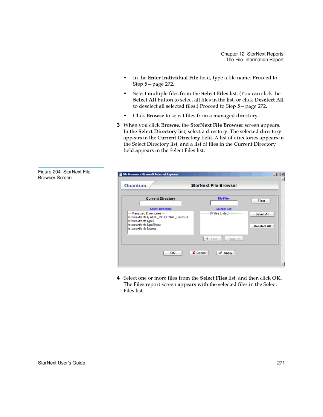 Quantum 6-01658-01 manual StorNext File Browser Screen 