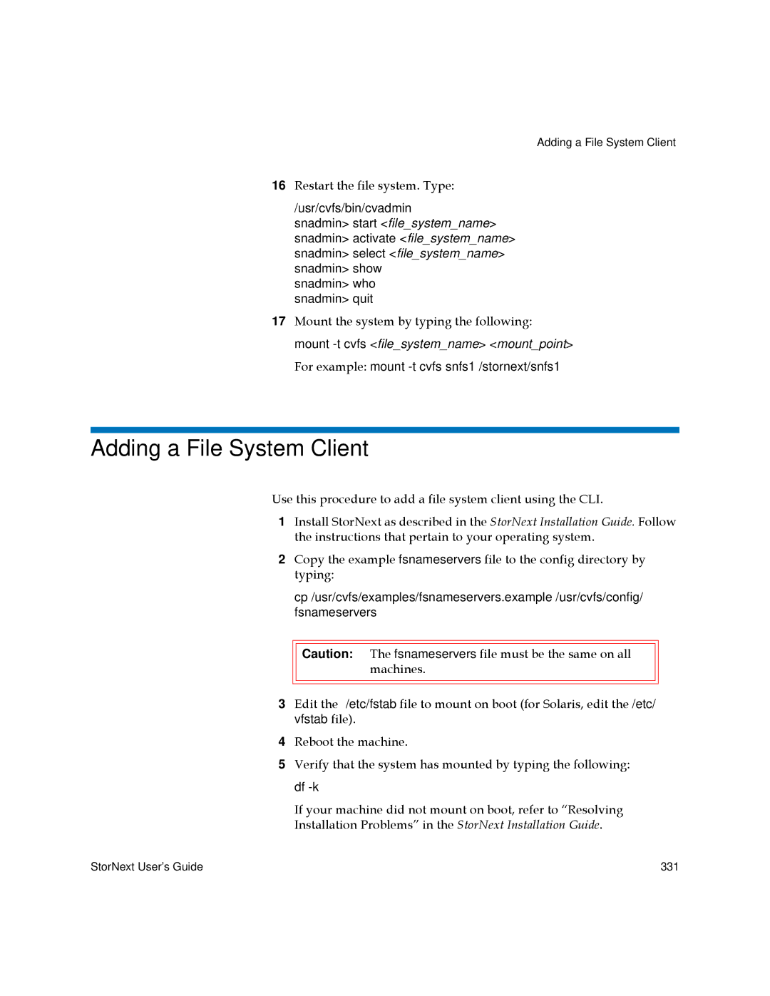 Quantum 6-01658-01 manual Adding a File System Client 