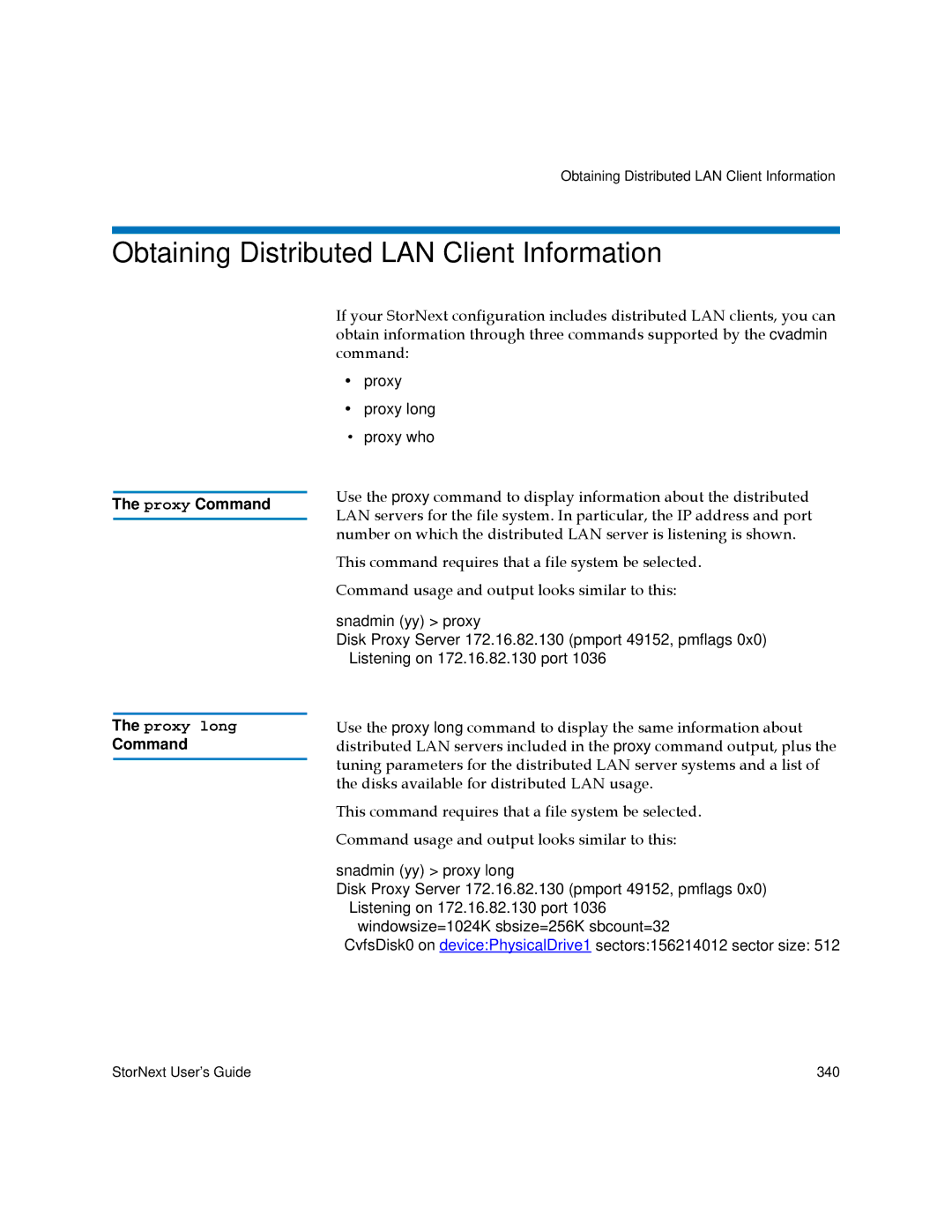 Quantum 6-01658-01 manual Obtaining Distributed LAN Client Information, Proxy Command 