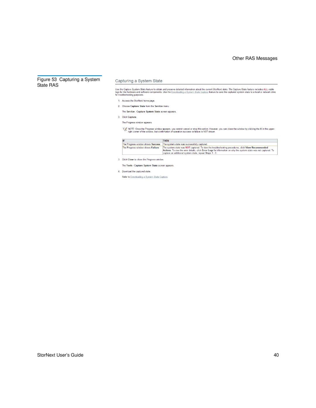 Quantum 6-01658-01 manual Capturing a System State RAS StorNext User’s Guide 