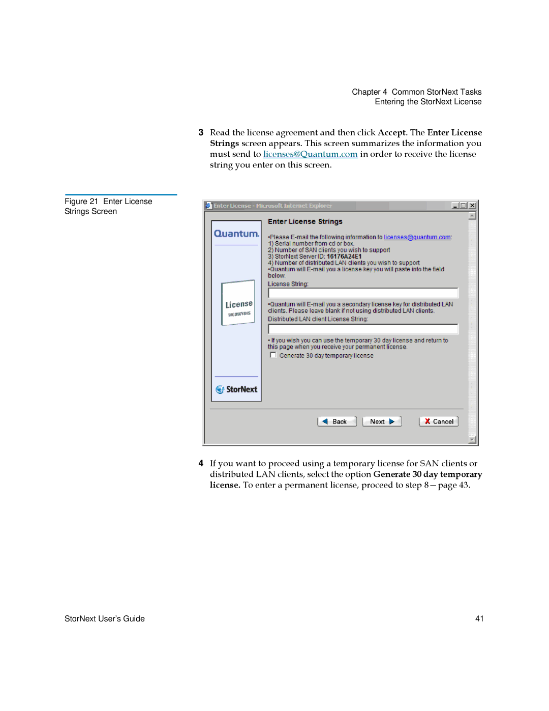 Quantum 6-01658-01 manual Enter License Strings Screen 