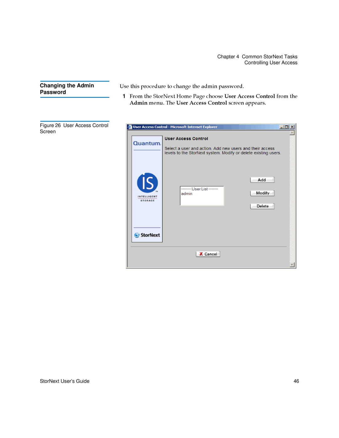 Quantum 6-01658-01 manual Changing the Admin Password 