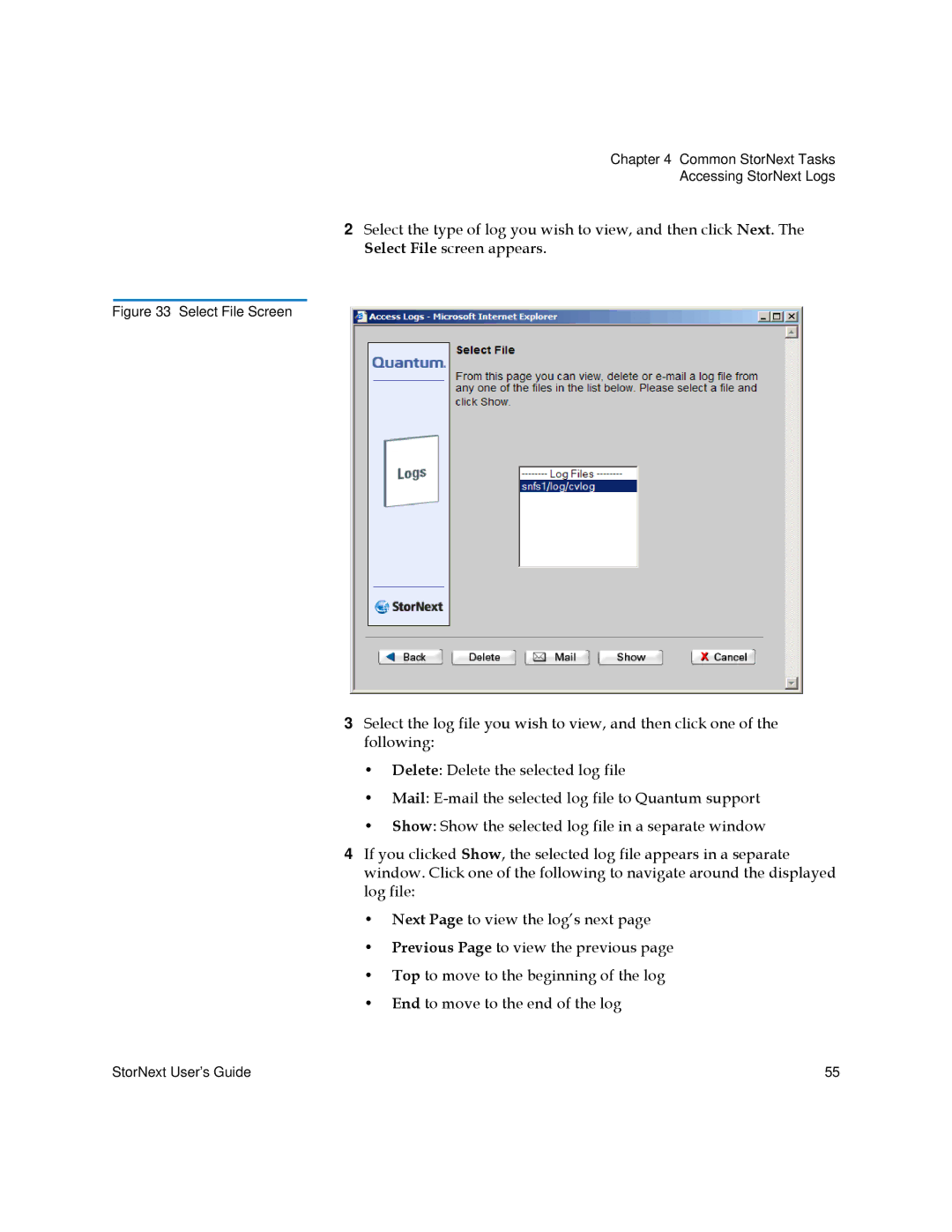 Quantum 6-01658-01 manual Select File Screen 