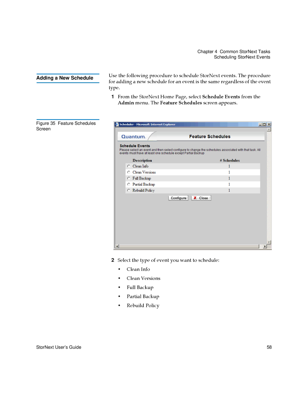 Quantum 6-01658-01 manual Adding a New Schedule 