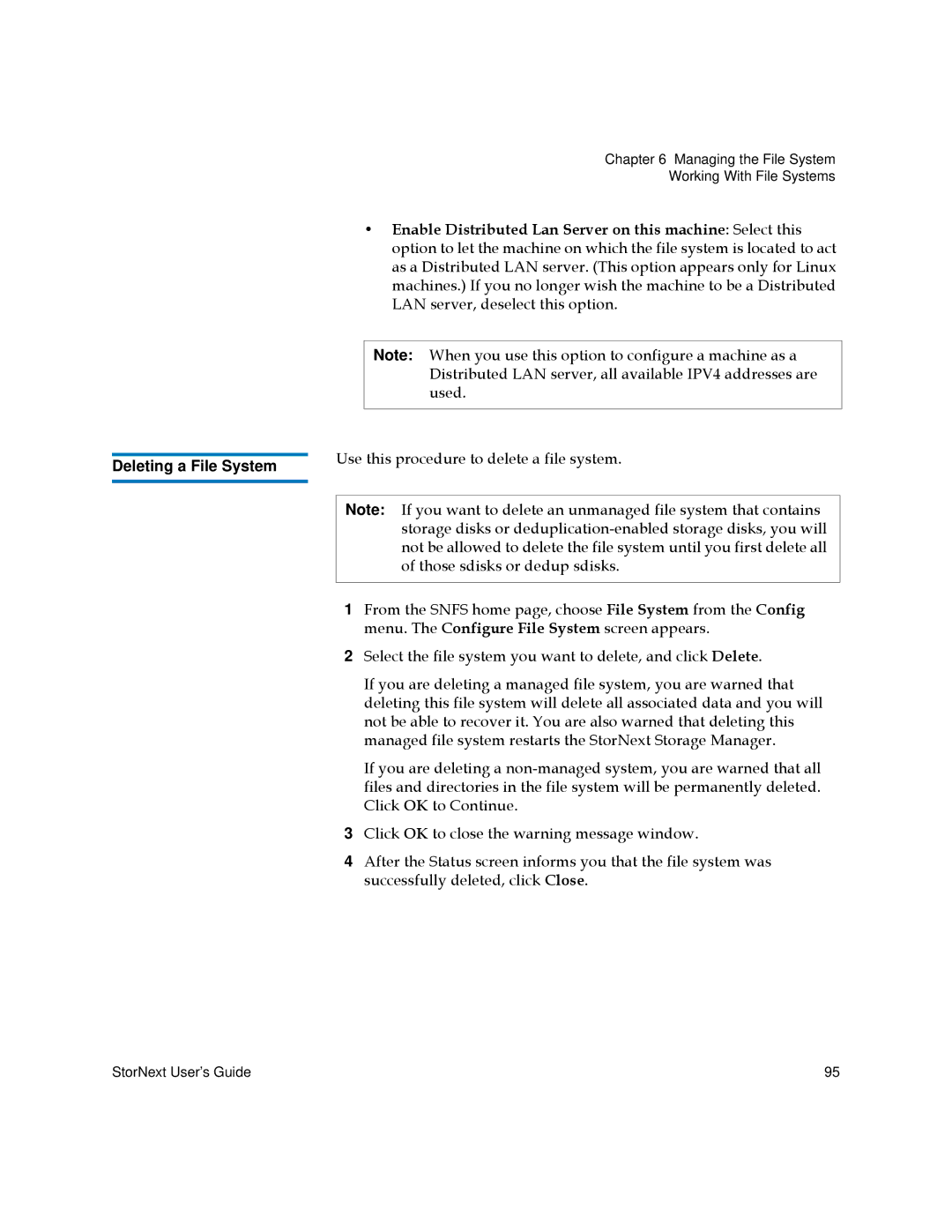 Quantum 6-01658-05 manual Deleting a File System 