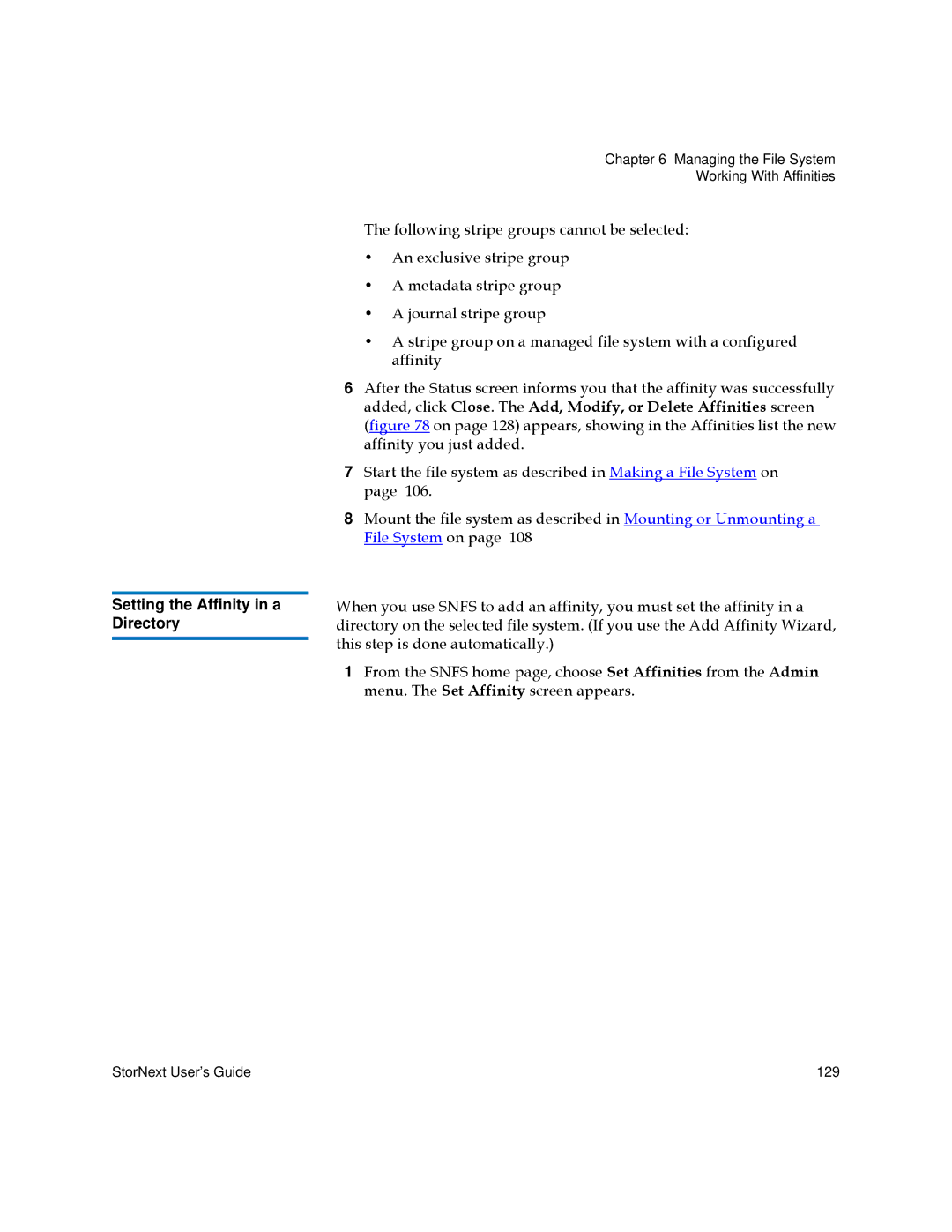 Quantum 6-01658-05 manual Setting the Affinity in a Directory 