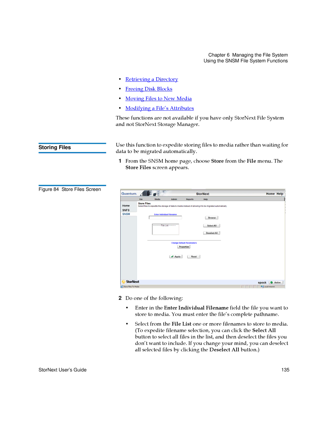 Quantum 6-01658-05 manual Storing Files 