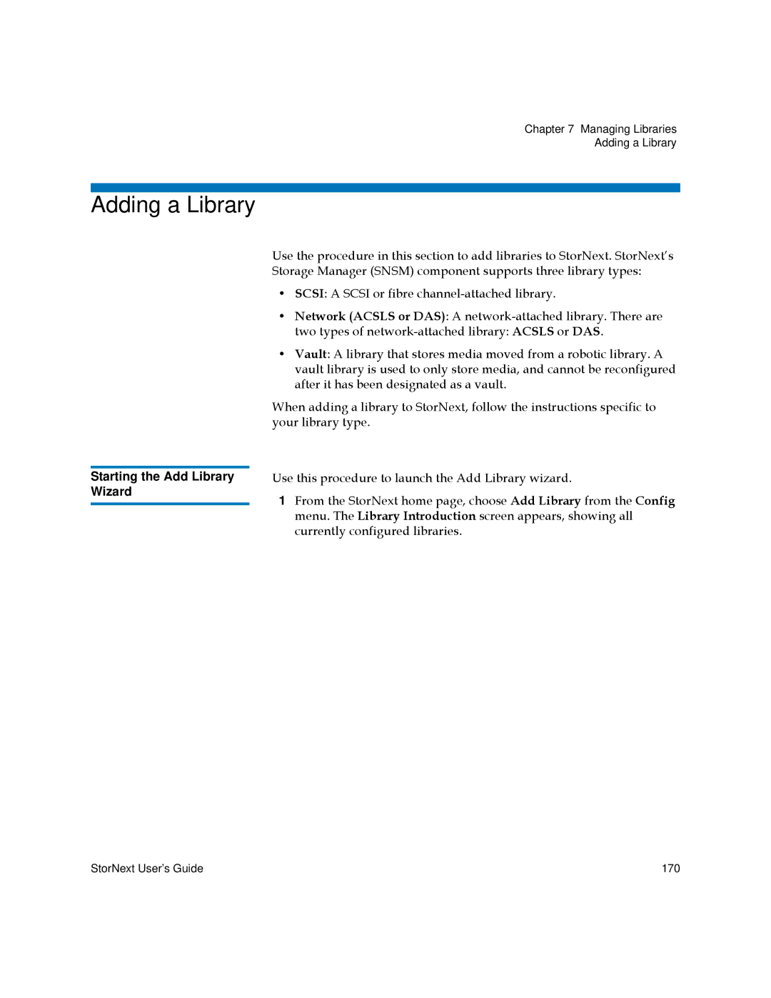 Quantum 6-01658-05 manual Adding a Library, Starting the Add Library Wizard 