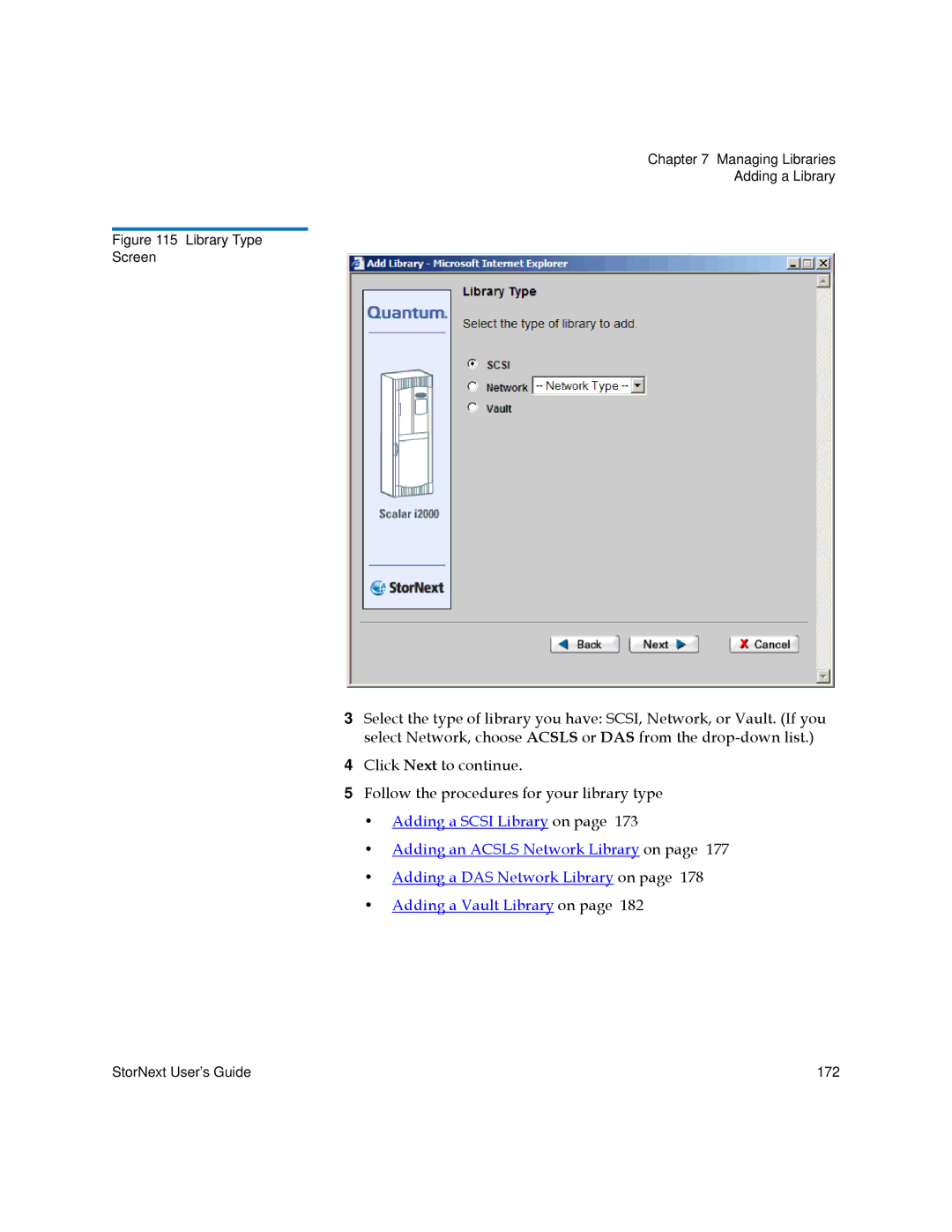 Quantum 6-01658-05 manual Library Type Screen 