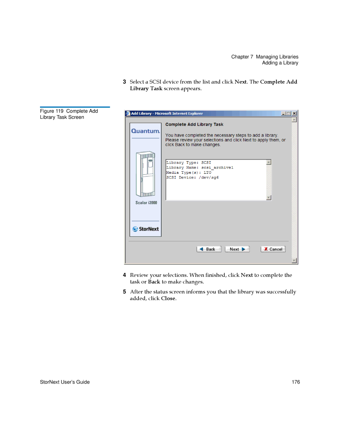 Quantum 6-01658-05 manual Complete Add Library Task Screen 