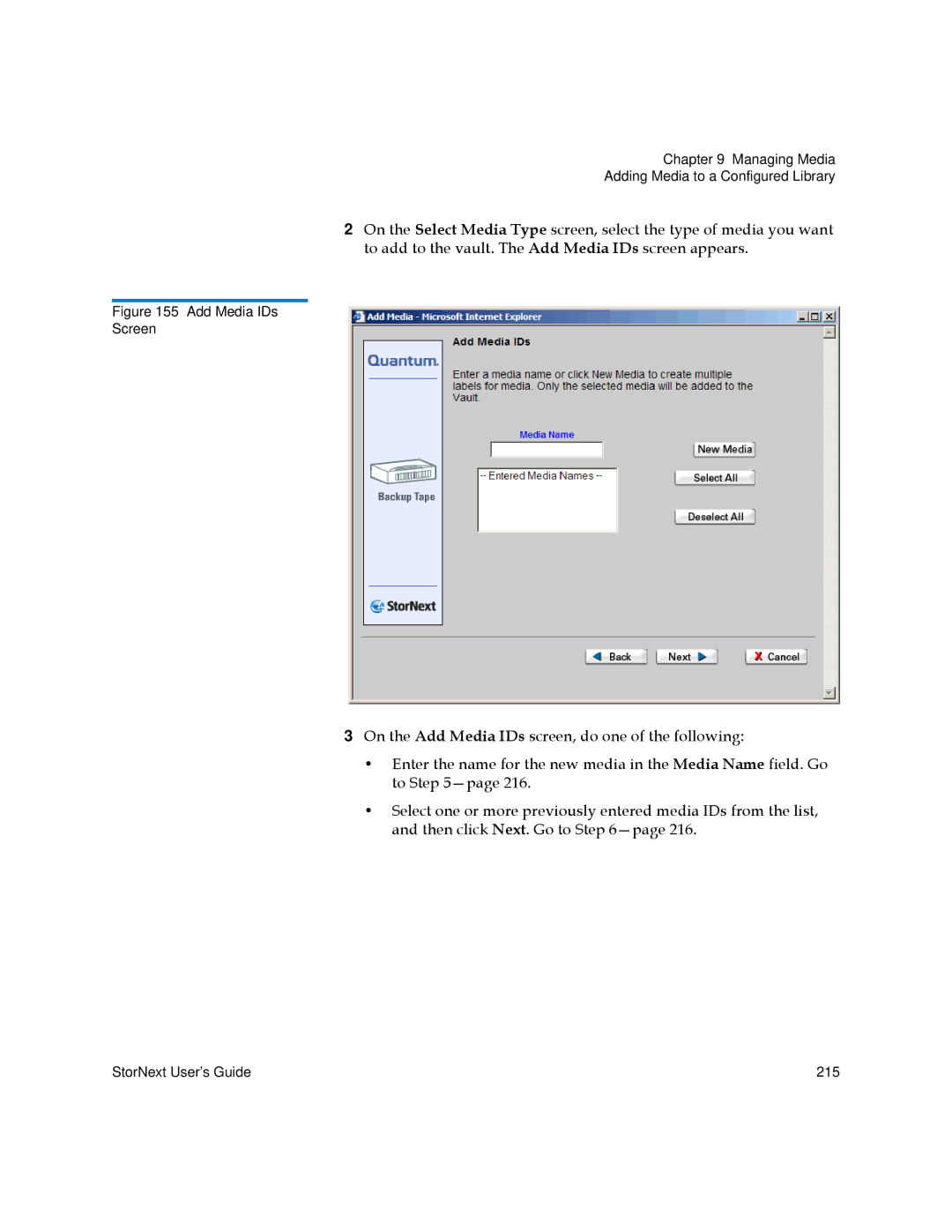 Quantum 6-01658-05 manual Add Media IDs Screen 