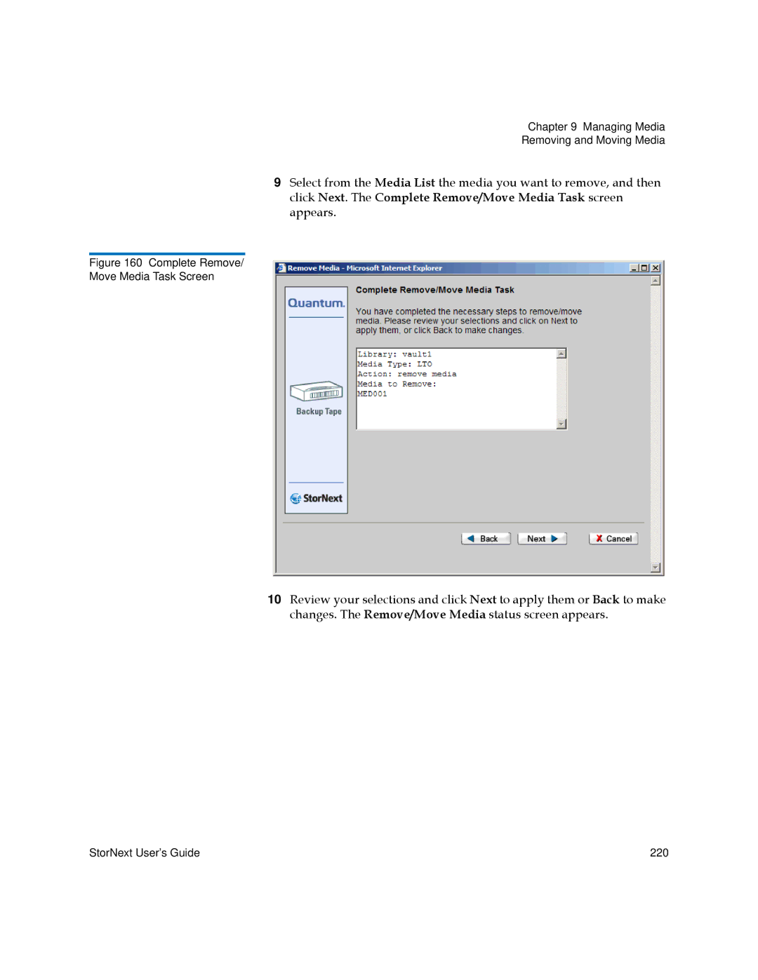 Quantum 6-01658-05 manual Select from the click Next. The appears 