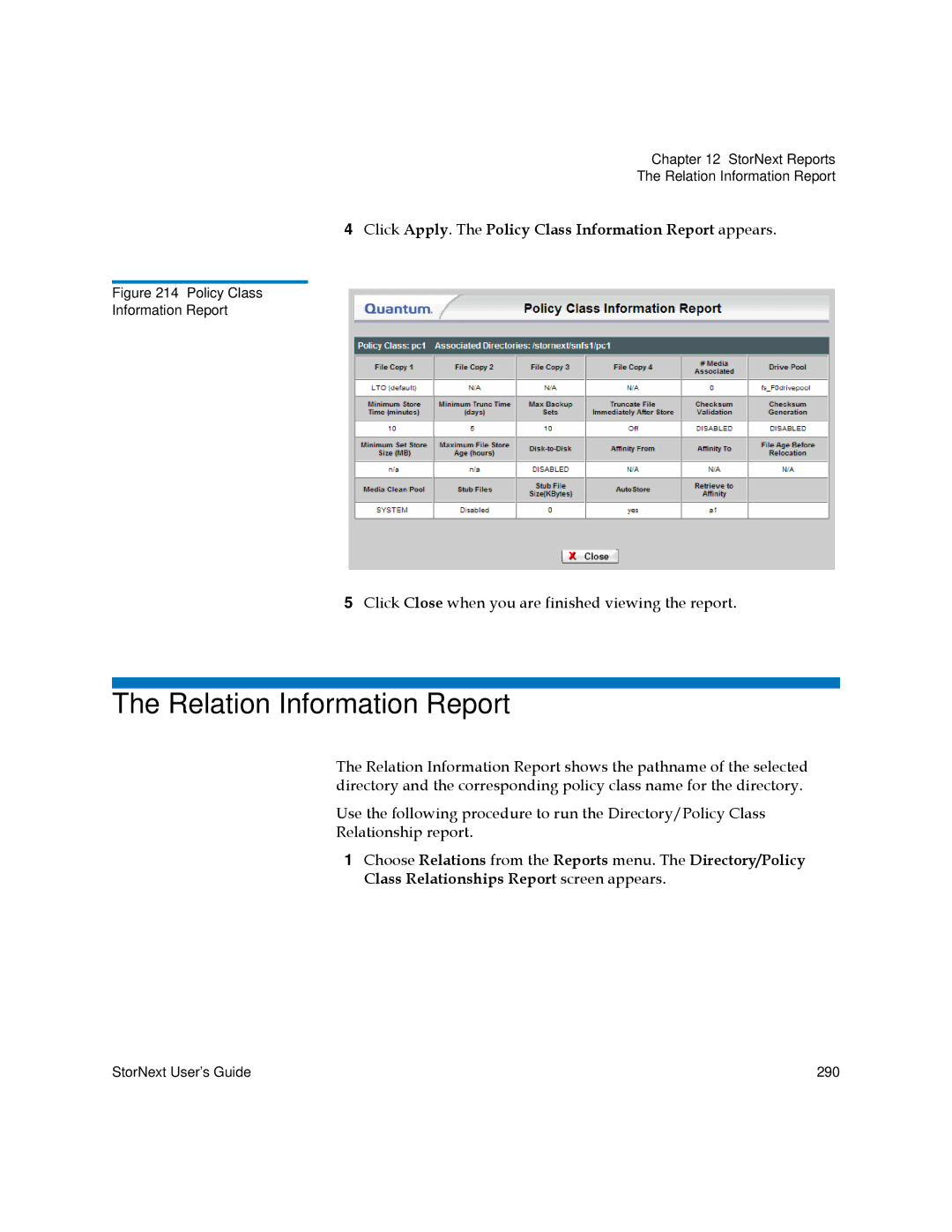 Quantum 6-01658-05 manual Relation Information Report 