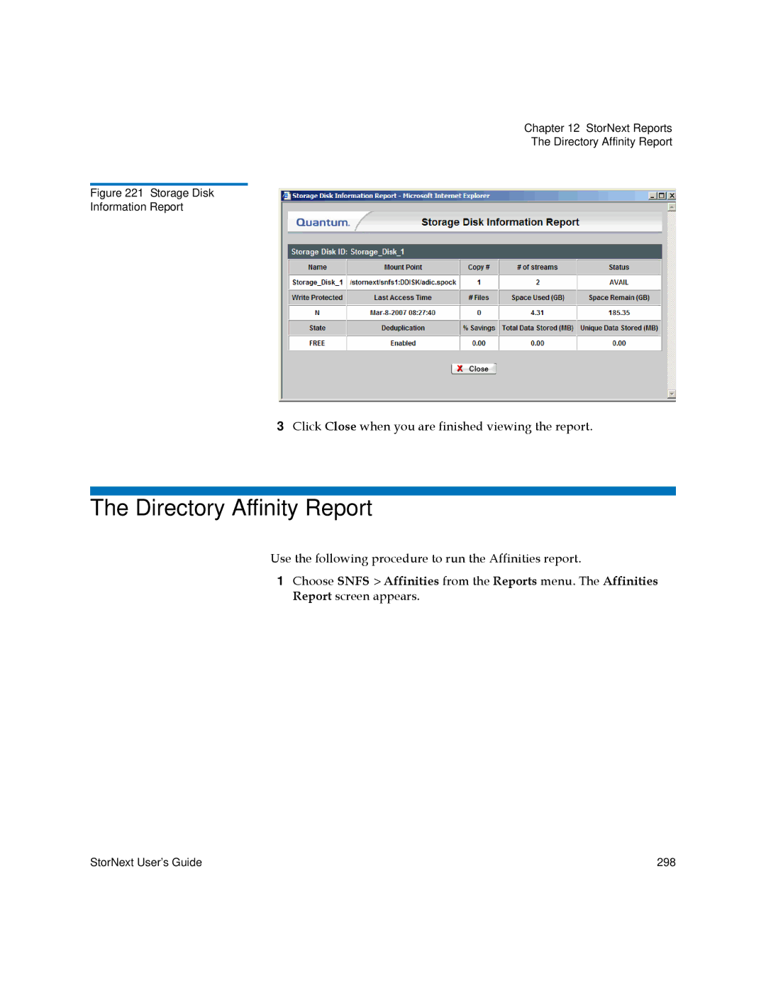 Quantum 6-01658-05 manual Directory Affinity Report 